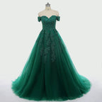 Abiti Sexy in Pizzo Verde Scuro con Applicazioni, Abito da Ballo a Maniche Corte per Festa di 15 Anni, Abito su Misura con Strascico da Cappella, Abiti Dolce Sedici Y610