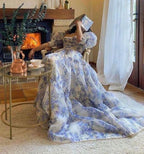 Bellissimo Abito Lungo da Sera in Chiffon con Stampa Floreale Y572