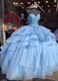 Abito da ballo gonfio, abiti da principessa in tulle blu, abito da quindicenne blu Y528