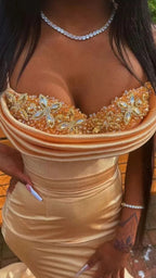 Abito da sera sexy con spalline sottili a sirena e strascico Y544