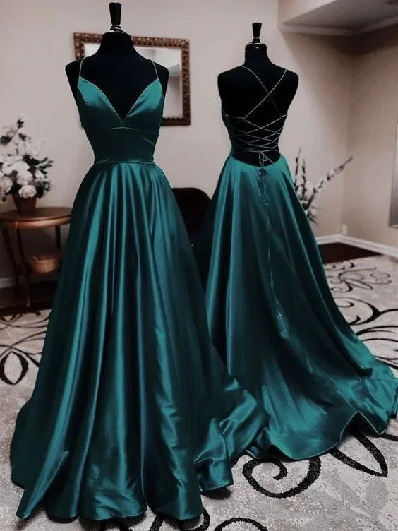 Abiti lunghi da festa in raso con spalline sottili, abito da sera da donna, abiti eleganti per donne Y668