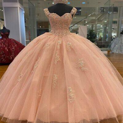 Abito da Quinceañera Cuore Rosa Cipria con Perline Abito da Ballo Dolce Sedici Y529