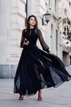 Abito da sera elegante in pizzo nero Abito da ballo elegante Abito da festa sexy S24643