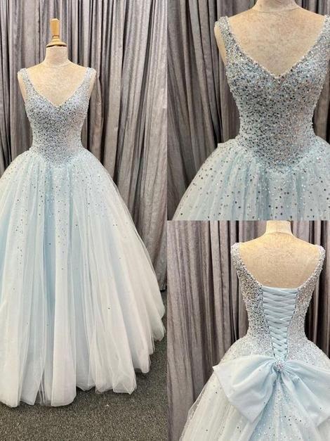 Abito da ballo in tulle azzurro chiaro Princess modello S26929