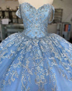 Abito da ballo blu Inverno Incantato Abito da Quinceanera in tulle blu con pizzo Y674
