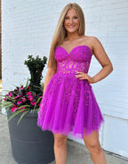 A-line Appliques Corset Homecoming Dress