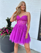 A-line Appliques Corset Homecoming Dress