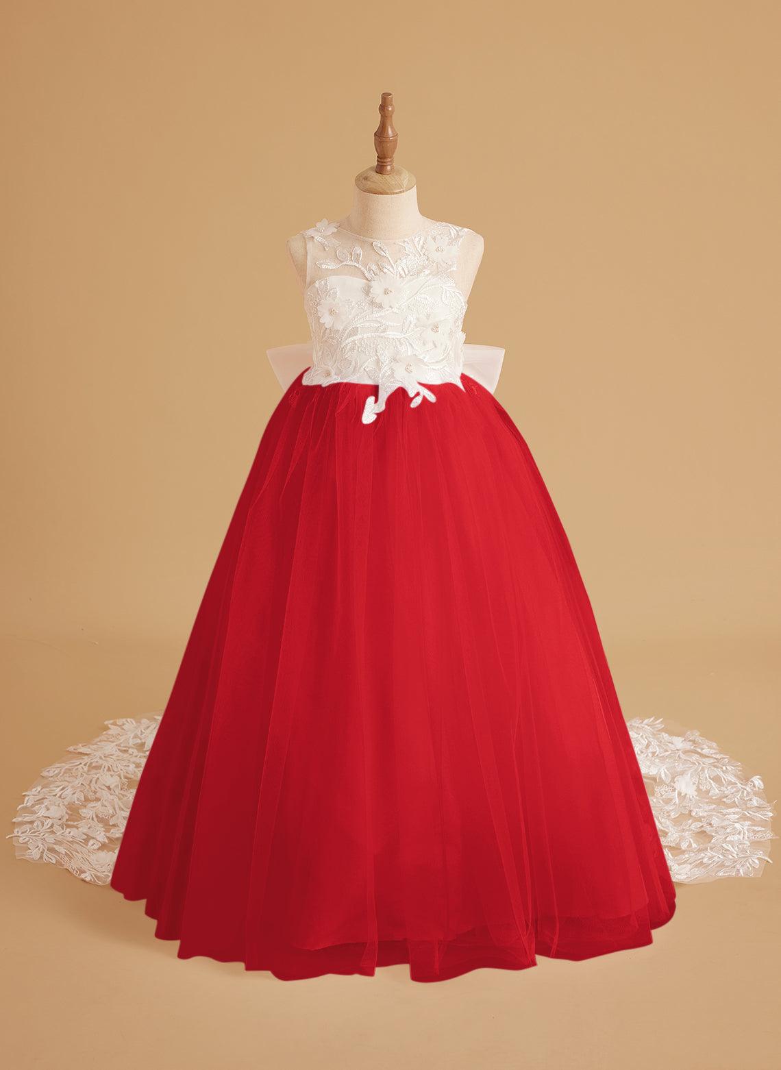 Flower Girl Dress Sleeveless Lace With Tulle And Beading Details
