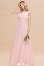 Abito da damigella d'onore romantico senza maniche a linea ad A, da giardino, lungo fino al pavimento, semplice abito da sposa