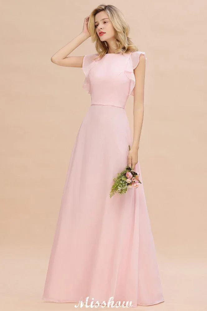 Abito da damigella d'onore romantico senza maniche a linea ad A, da giardino, lungo fino al pavimento, semplice abito da sposa