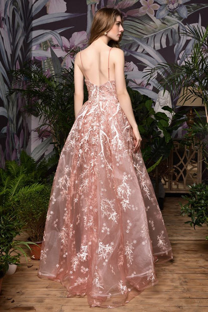 Vestido de noche romántico con tirantes finos, cola desmontable, sin mangas, largo hasta el suelo