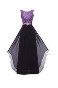 Vestidos longos de noite para baile com renda e decote redondo sem mangas Vestido de dama de honor BD010