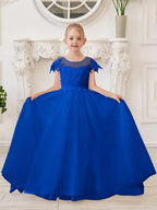 Ivory Lace Tulle First Communion Flower Girl Dress With Detachable Train
