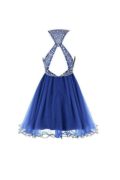 Vestidos de fiesta cortos de tul azul real para el regreso a casa