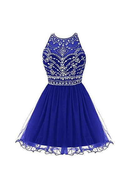 Vestidos de fiesta cortos de tul azul real para el regreso a casa