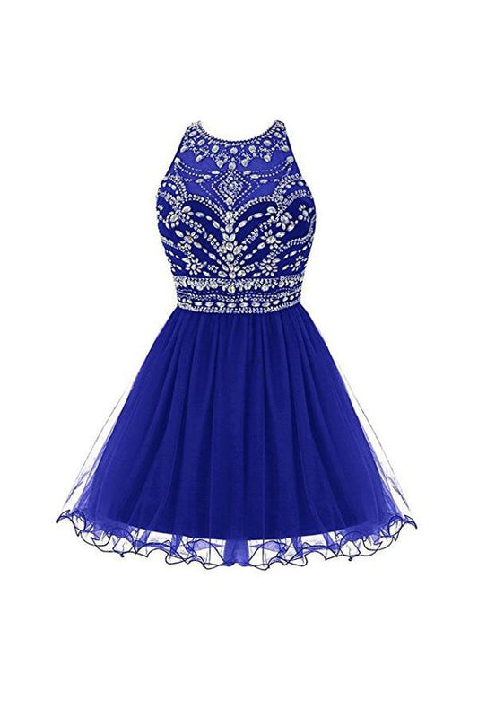 Vestidos de fiesta cortos de tul azul real para el regreso a casa