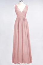 Robe de soirée longue sans manches en mousseline à volants, col en V, robe de demoiselle d'honneur
