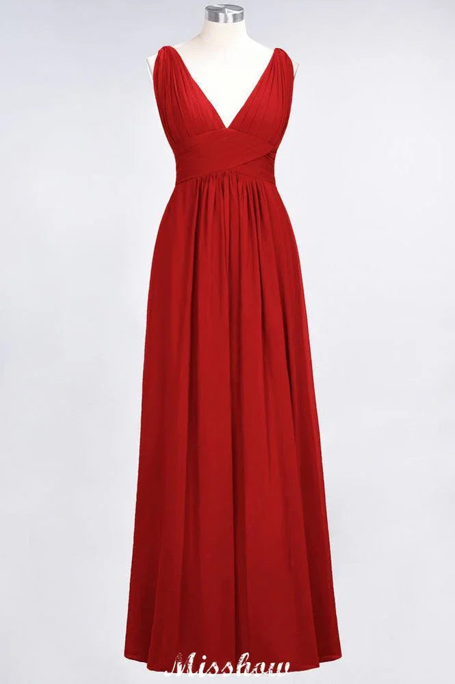 Robe de soirée longue sans manches en mousseline à volants, col en V, robe de demoiselle d'honneur
