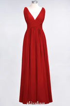 Robe de soirée longue sans manches en mousseline à volants, col en V, robe de demoiselle d'honneur