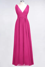 Robe de soirée longue sans manches en mousseline à volants, col en V, robe de demoiselle d'honneur