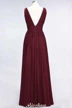 Robe de soirée longue sans manches en mousseline à volants, col en V, robe de demoiselle d'honneur