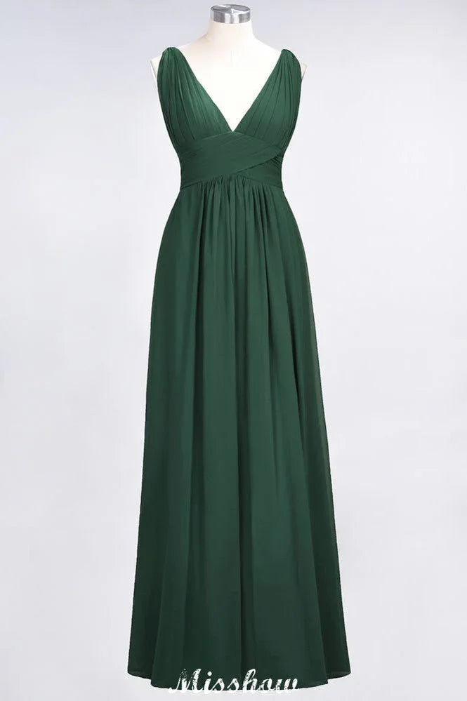 Robe de soirée longue sans manches en mousseline à volants, col en V, robe de demoiselle d'honneur