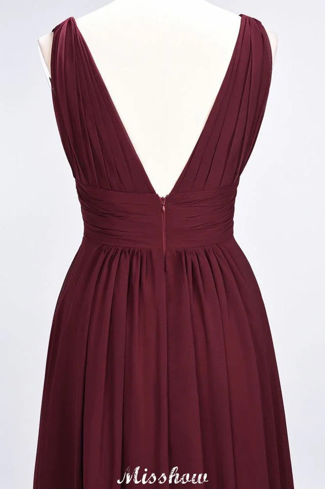 Robe de soirée longue sans manches en mousseline à volants, col en V, robe de demoiselle d'honneur