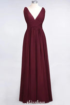 Robe de soirée longue sans manches en mousseline à volants, col en V, robe de demoiselle d'honneur