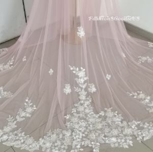 Modest Sweetheart Beaded Diamond Strap A Line Prom Dress With Sleeves 3Ft Train