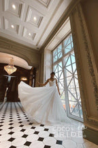 Shiny Sequins Spaghetti Straps A Line Wedding Dress Radiant Sparkle