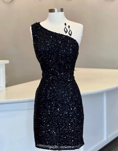 Enges, himmelblaues Homecoming-Kleid mit einer Schulter