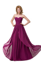 Vestidos de Dama de Honra em Chiffon com Decote Coração, Folhos, Comprimento Até ao Chão e Corte em A, Estilo Sedutor