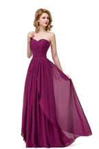 Vestidos de Dama de Honra em Chiffon com Decote Coração, Folhos, Comprimento Até ao Chão e Corte em A, Estilo Sedutor