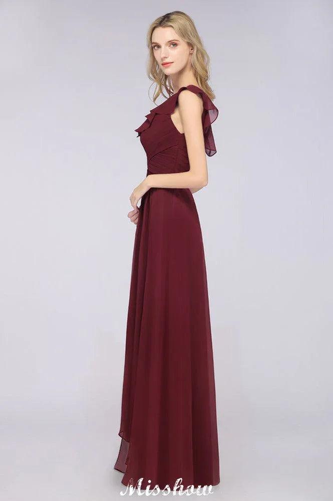 Vestido de dama de honor sin mangas con escote corazón y un solo hombro, con volantes, para fiesta de boda en la playa