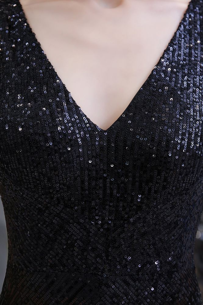 Sexy Shining V-neck Silver Sequin Sleeveless Prom Jumpsuit