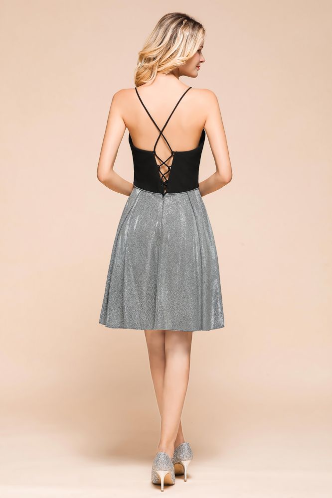 Sexy Sleeveless Short Homecoming Dress Bright V-Neck Party Dress with Pocket