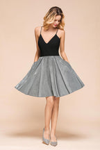 Sexy Sleeveless Short Homecoming Dress Bright V-Neck Party Dress with Pocket