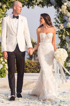 فساتين زفاف حورية البحر بدون أكتاف برقبة قلبية جذابة مع دانتيل