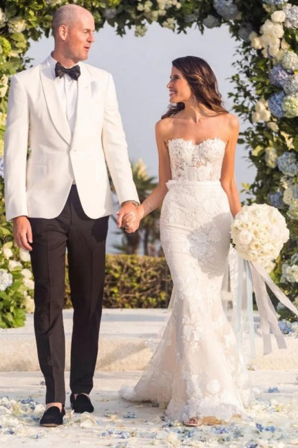 Robes de mariée sirène bustier cœur sexy avec dentelle