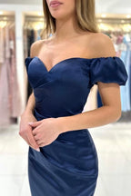 Sexy sweetheart capsleeves column satin evening dresses ruffles