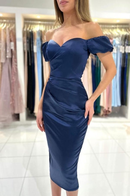 Sexy Schatz Flügelärmeln Spalte Satin Abendkleider Rüschen