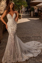 Alluring Sweetheart Sleeveless Mermaid Lace Wedding Dress