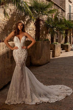 Alluring Sweetheart Sleeveless Mermaid Lace Wedding Dress