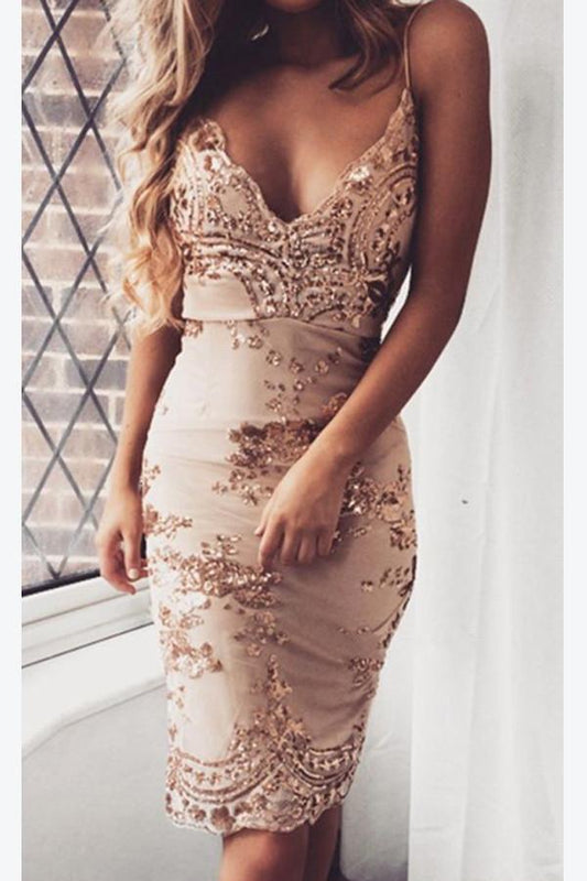 Lace Spaghetti Straps V neck Short Prom Dresses, Homecoming Dresses for Girls