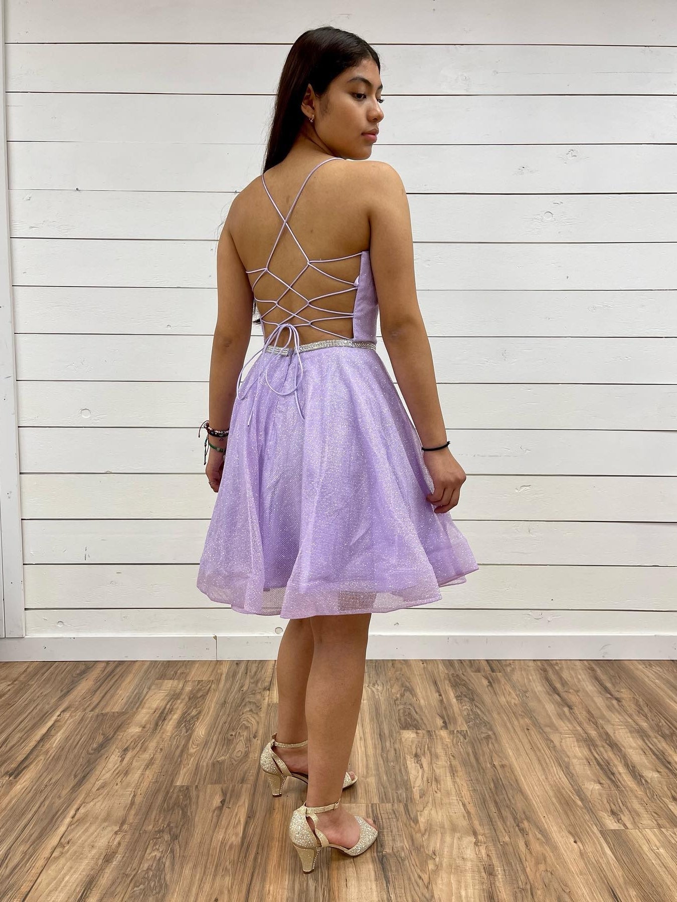 Robes de bal courtes en tulle lilas, dos nu, en ligne A, col en V, robes de retour à la maison