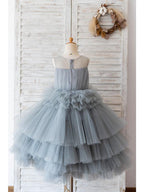 Tulle Sleeveless Ball Gown Flower Girl Dress Wedding Birthday Jewel Neck Gown