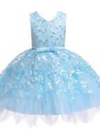 Short V Neck Sleeveless Tulle Ball Gown Applique Flower Girl Dress