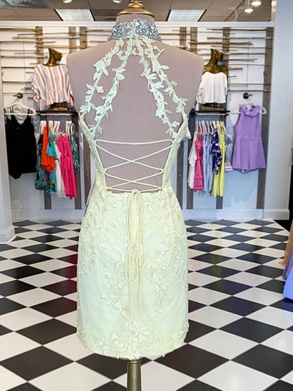Kurzes Meerjungfrau-Kleid mit rückenfreiem Spitzenabschlussballkleid