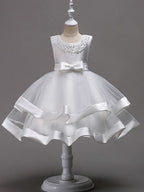 Short Princess Jewel Neck Flower Girl Wedding Communion Dress