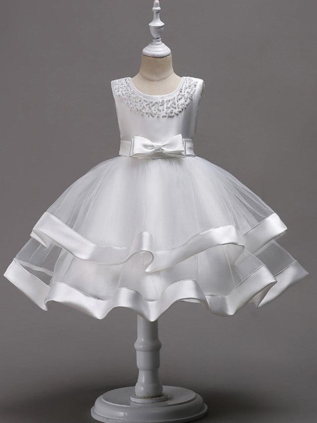 Short Princess Jewel Neck Flower Girl Wedding Communion Dress